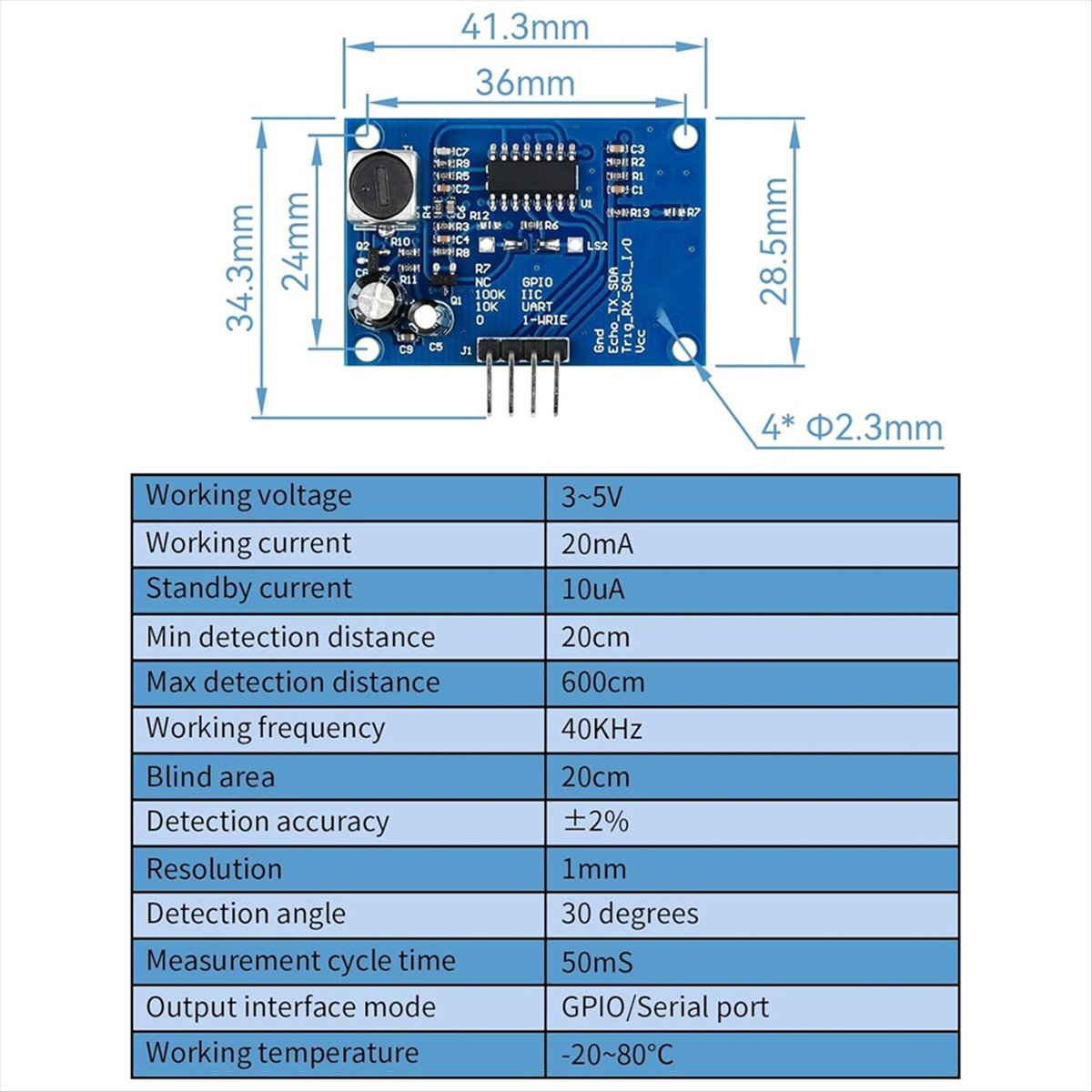 Ultrasonic Sensor Hc - Capteur de distance ultrasonique DT38 (2