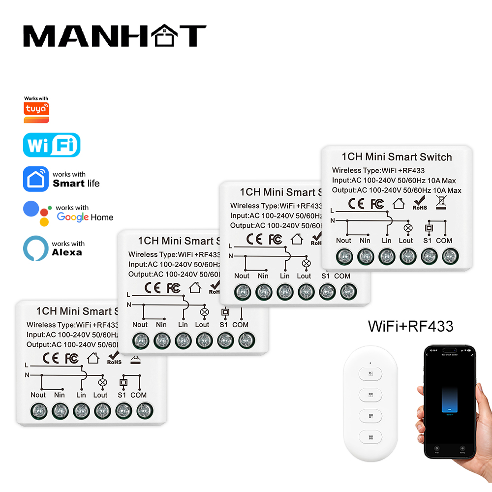 Rf 433Mhz Module - Mini-interrupteur intelligent WIFI 10A, télécommande sans